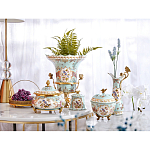 Кувшин с цветочным рисунком и бронзовой ручкой Blue Garden варинант исполнения - 7 | Loft Concept в Сочи