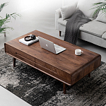 Кофейный стол из массива дерева с выдвижными ящиками Coffee Walnut Table варинант исполнения - 1 | Loft Concept в Сочи