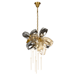 Люстра подвесная со стеклянными плафонами из дымчатого и золотистого с шестью вертикальными подвесками Gilded Mirage  варинант исполнения - 2 | Loft Concept в Сочи