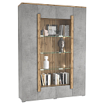 Шкаф-витрина с фасадом серого цвета 4-х дверная Grace of Furniture варинант исполнения - 1 | Loft Concept в Сочи