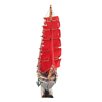 Декоративная модель деревянного парусника с красными парусами в подарочной упаковке With The low варинант исполнения - 2 | Loft Concept в Сочи