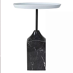 Кофейный столик с круглой столешницей и мраморным основанием Steel Reliability варинант исполнения - 1 | Loft Concept в Сочи