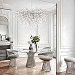 Люстра подвесная с прозрачными стеклянными подвесками в форме капель Диаметр 100 см Droplet Chandelier варинант исполнения - 21 | Loft Concept в Сочи