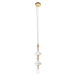 Подвесной светильник с белыми фигурными стеклянными элементами и бронзовыми вставками Высота 100 см Gabriel Scott Luna варинант исполнения - 4 | Loft Concept в Сочи