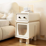 Тумбочка прикроватная с ящиком и стеклянной дверцей Робот Robot Bedside варинант исполнения - 2 | Loft Concept в Сочи