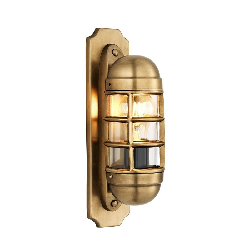 Бра Eichholtz Wall Lamp Le Caprice Brass Латунь Античная полированная Прозрачное Стекло в Сочи | Loft Concept 