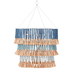 Люстра трехъярусная с декором из круглых деревянных бусин с кисточками Blue Wooden Beads Chandelier варинант исполнения - 1 | Loft Concept в Сочи