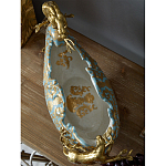 Чаша голубого цвета с оранментом и и бронзовыми фигурами леопардов Eden Garden варинант исполнения - 9 | Loft Concept в Сочи