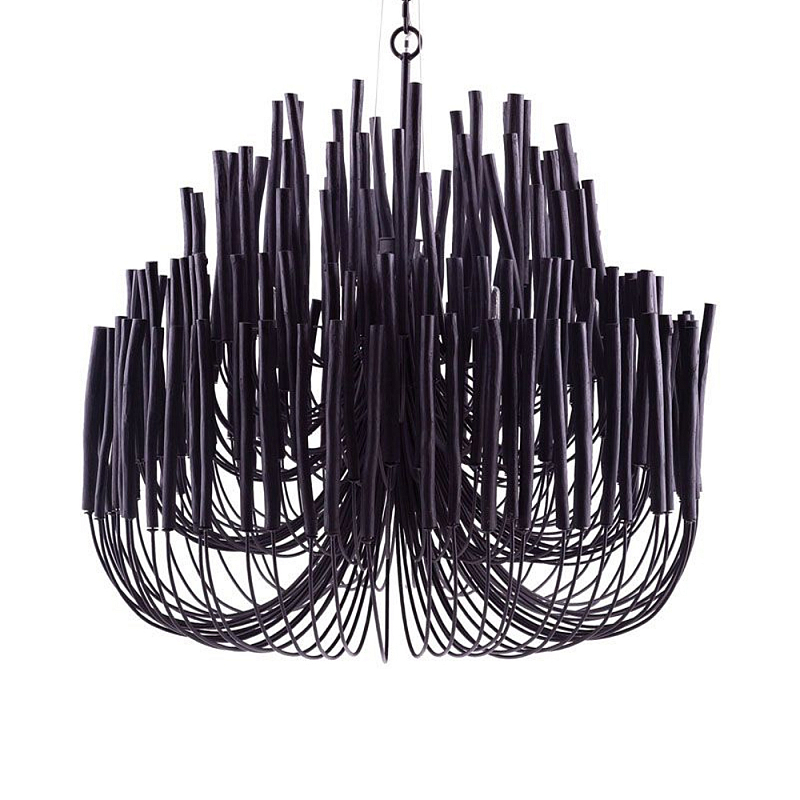 Люстра черная с несколькими ярусами деревянных палочек Bright Wooden Chandelier Черный Люстра черная с несколькими ярусами деревянных палочек Bright Wooden Chandelier Черный в Сочи | Loft Concept