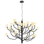 Люстра подвесная черного цвета с ветвями и белыми фарфоровыми цветами Floralis варинант исполнения - 11 | Loft Concept в Сочи