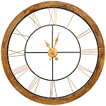 Часы настенные деревянные с римскими цифрами бронзового цвета Clock with History варинант исполнения - 1 | Loft Concept в Сочи