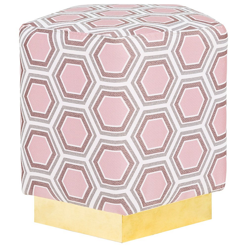 Пуф Hexagon Pink Geometry Латунь Розовый пастельный Белый в Сочи | Loft Concept 