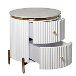 Тумбочка белая круглая с мраморной столешницей Thoroughbass варинант исполнения - 5 | Loft Concept в Сочи