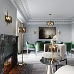 Бра с изогнутым плафоном на бронзовом основании с вертикальным декором из металлических трубок Sohne варинант исполнения - 2 | Loft Concept в Сочи