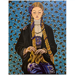 Панно ручная вышивка бисером Портрет девушки в голубых тонах варинант исполнения - 1 | Loft Concept в Сочи