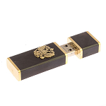 Флешка на 16 гб с декоративной металлической вставкой Герба РФ из натурального камня Обсидиан Черный Stone Flash Drive варинант исполнения - 3 | Loft Concept в Сочи