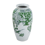 Ваза высокая с зелеными цветочными и птичьими мотивами Vase Inspired by Nature варинант исполнения - 2 | Loft Concept в Сочи