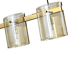 Подвесной светильник светодиодный с 5-ю цилиндрическими плафонами коньячного цвета из стекла и стали Andrea Сhandelier Сognac варинант исполнения - 1 | Loft Concept в Сочи