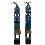 Комплект из 2-х деревянных статуэток Asmat Statuettes Dark Blue варинант исполнения - 4 | Loft Concept в Сочи