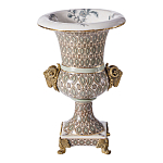 Ваза с овнами из фарфора с бронзовыми элементами Bronze Aries варинант исполнения - 1 | Loft Concept в Сочи