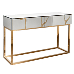 Консоль с ящиками зеркальная с золотым декором Gold Painted Mirror Console варинант исполнения - 1 | Loft Concept в Сочи