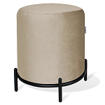 Банкетка круглая бежевый велюр на 4-х металлических ножках черного цвета SANJAY варинант исполнения - 1 | Loft Concept в Сочи