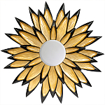 Зеркало-солнце в раме золотого и черного цвета Rays of Peace варинант исполнения - 1 | Loft Concept в Сочи