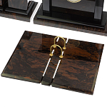 Настольный письменный набор с часами из природного камня обсидиана  Gift for Manager варинант исполнения - 3 | Loft Concept в Сочи