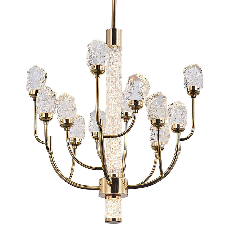 Люстра с декором в виде кристаллов из хрусталя Kenneth Crystal Stone Chandelier 12 Золотой Шампань Прозрачное Стекло Люстра с декором в виде кристаллов из хрусталя Kenneth Crystal Stone Chandelier 12 Золотой Шампань Прозрачное Стекло в Сочи | Loft Concept