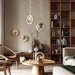 Бра с бежевым текстурным кольцом и латунным шаром в центре Tactile  варинант исполнения - 5 | Loft Concept в Сочи