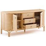 Длинный комод из ротанга с дверцами и ящиками Simone Rattan Chest of Drawers варинант исполнения - 3 | Loft Concept в Сочи