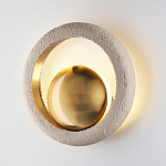 Бра с бежевым текстурным кольцом и латунным шаром в центре Tactile  варинант исполнения - 3 | Loft Concept в Сочи