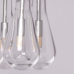 Люстра с 9-ю прозрачными плафонами из стекла в форме капли на прямоугольном потолочном основании цвета хром Lucid Rain  варинант исполнения - 8 | Loft Concept в Сочи