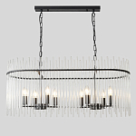 Люстра подвесная овальная со стеклянными прозрачными трубками и металлическим каркасом черного цвета Nembus варинант исполнения - 1 | Loft Concept в Сочи