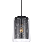 Подвесной светильник с сетчатым металлическим плафоном цилиндрической формы черный Metal Mesh варинант исполнения - 1 | Loft Concept в Сочи