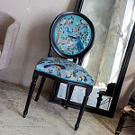 Стул из массива бука бирюзовый с изображением птиц в саду Turquoise Chinoiserie Bird Chair варинант исполнения - 5 | Loft Concept в Сочи