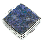 Таблетница карманная квадратная c 2-мя отделениями с зеркалом и накладкой из натурального камня Лазурит Silver Stone Pillboxes варинант исполнения - 1 | Loft Concept в Сочи