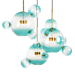 Люстра подвесная с прозрачными бирюзовыми стеклянными шарами и круглым основанием 3 лампы Giopato & Coombes варинант исполнения - 5 | Loft Concept в Сочи