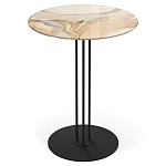 Стол журнальный круглый с бежевой столешницей из стекла Beige Marble варинант исполнения - 1 | Loft Concept в Сочи