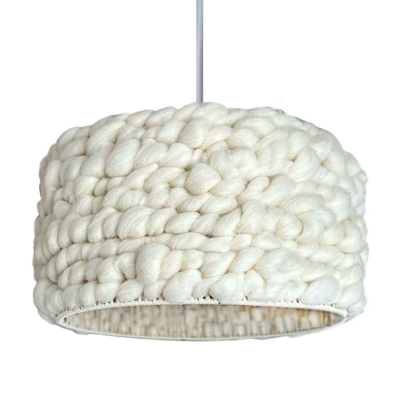 Вязаный шерстяной светильник Knitted wool lamp Cylinder Молочный Вязаный шерстяной светильник Knitted wool lamp Cylinder Молочный в Сочи | Loft Concept