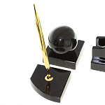 Настольный письменный набор из чёрного обсидиана с декором в виде льва Golden Lion варинант исполнения - 5 | Loft Concept в Сочи