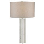 Настольная лампа мраморная с тканевым цилиндрическим абажуром Sharpened варинант исполнения - 3 | Loft Concept в Сочи