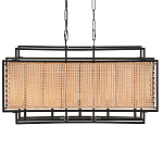 Люстра прямоугольной формы с чёрным каркасом и вставкой из плетеного материала Cage for Light варинант исполнения - 1 | Loft Concept в Сочи