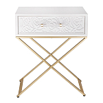 Приставной столик с выдвижным ящиком  White Table Carved Pattern варинант исполнения - 4 | Loft Concept в Сочи