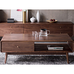 Кофейный стол из дерева с ящиком и нишей для хранения Coffee Walnut Table варинант исполнения - 1 | Loft Concept в Сочи