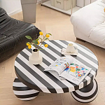 Дизайнерский журнальный стол круглый в чёрно-белую полоску Mypel варинант исполнения - 1 | Loft Concept в Сочи