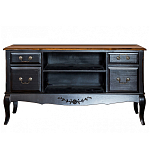 ТВ-тумба черная из массива березы с 4-мя ящиками и 2-мя полками в стиле прованс Vintage  варинант исполнения - 1 | Loft Concept в Сочи