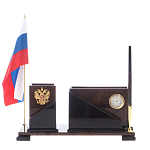 Настольный письменный набор с часами из природного камня обсидиана For the Deputy варинант исполнения - 1 | Loft Concept в Сочи