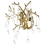 Бра в форме ветвей деревьев золотого цвета с прозрачными подвесками-каплями Droplet Bra варинант исполнения - 1 | Loft Concept в Сочи