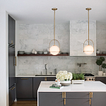 Подвесной светильник с белым плафоном в форме шара в арочной подвеске Hinkley варинант исполнения - 19 | Loft Concept в Сочи